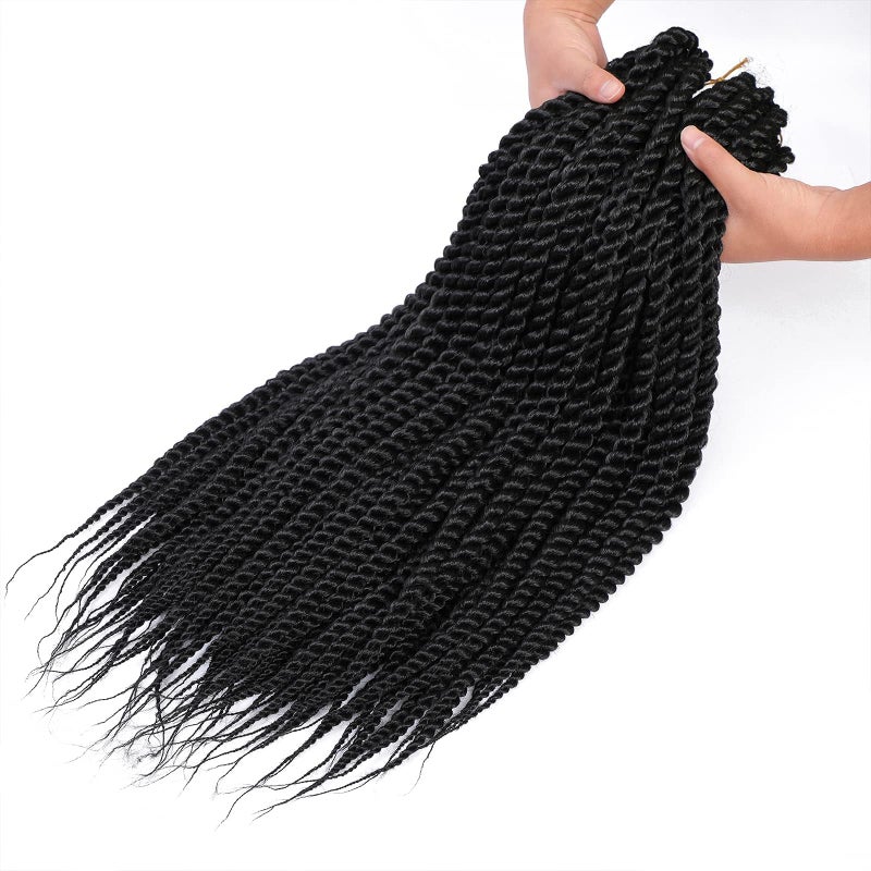 Admutty Havana Twist Crochet Hair 6 Packs 18 inch Braids Senegalese Braiding (1B) - Image 5